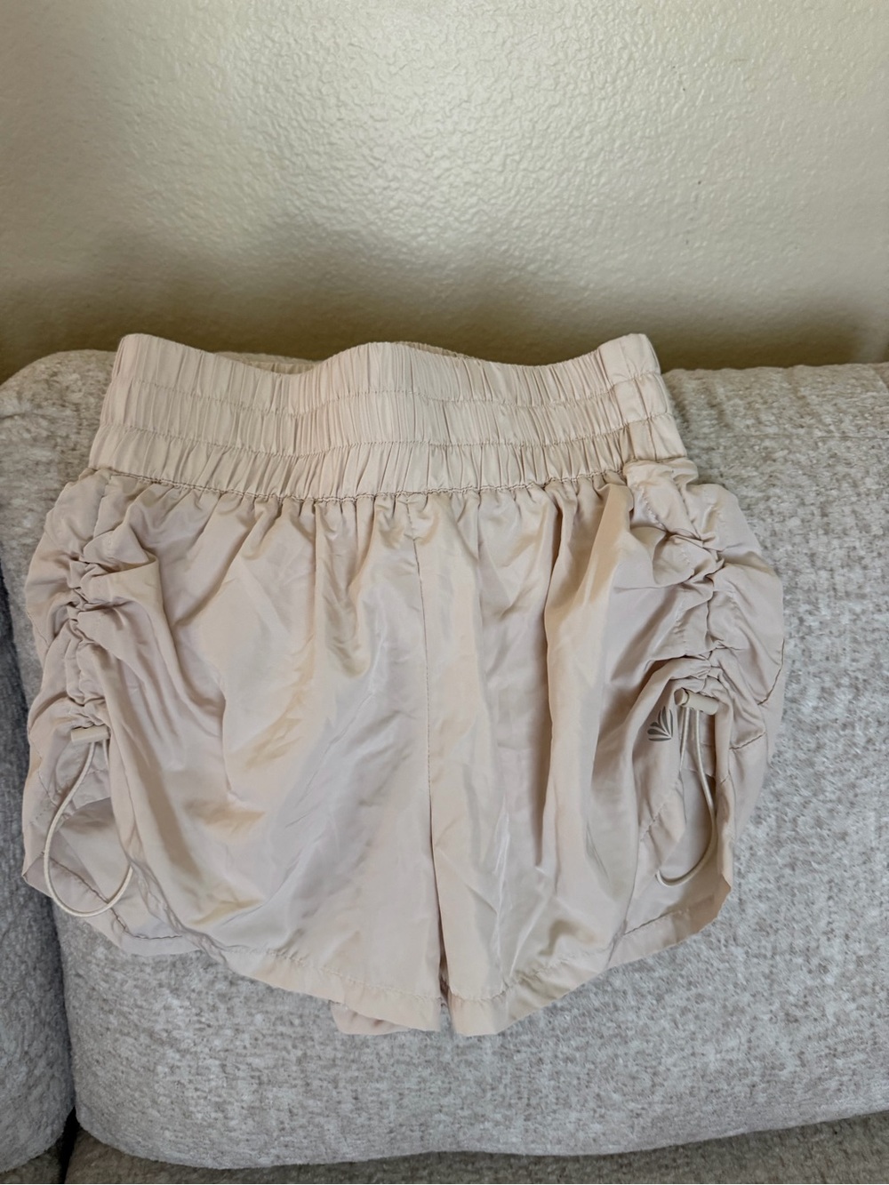 Beige Ruched Waist Women’s Shorts